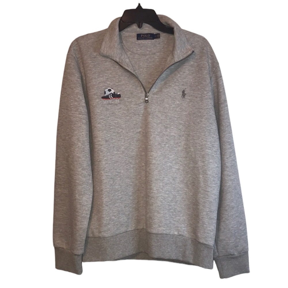 Polo Ralph Lauren 1/4 Zip Pullover Sweatshirt Soccer Embroidered “MICHAEL” Sz L